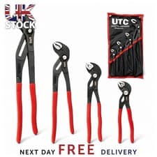 Image of 4pc Locking Water Pump Pliers Set Soft Grip Handle Groove Joint Tool 180-400mm