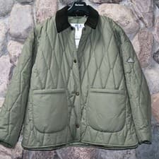 Image of Barbour Jacket Coat Delphinium Quilted Olivine Green New UK Size 14 U.S Size 10
