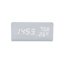 Image of USB Charging Digital Alarm Clock with Wooden Electronic LED Time Display Square