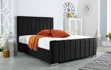 Image of Panel Plush Velvet Upholstered Bed Frame 3ft 4ft6 Double 5ft King Size NEW