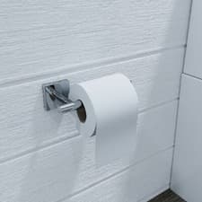 Image of Croydex Flexi-Fix Square Toilet Roll Holder, Chrome - Chester