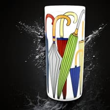 Image of Umbrella Stand Ceramic Glazed 18" Round Tall Retro Classic Coloured Stick Holder
