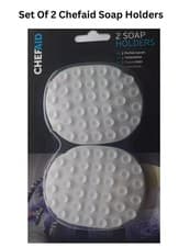 Image of 2 Pack Chef Aid Bathroom Kitchen Sink Soap Holder PVC Plastic Suction Grip White