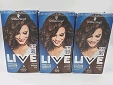 Image of 3 x Schwarzkopf LIVE Intense Colour Long Lasting Permanent Hair Dye Urban Brown