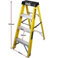 Image of Excel Fibreglass Step Ladder Heavy Duty 3 Tread 1.03m Electricians EN131