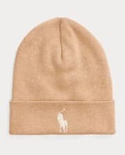 Image of Polo Ralph Lauren Pima Cotton Beanie Hat Tan Beige Oatmeal 100% OFFICIAL ADULTS 