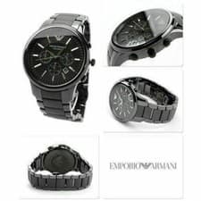 Image of NEW GENUINE EMPORIO ARMANI MENS WATCH CERAMIC STAINLESS STEEL BLACK DIAL AR1451