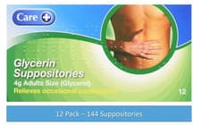 Image of Care Glycerin Adult 4g - 12 Suppositories - Pack of 12