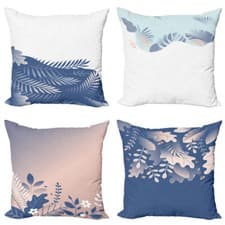 Image of Leaves Pillow cushion set of 4 Modern Botanical Floral Ornaments in Topical A...