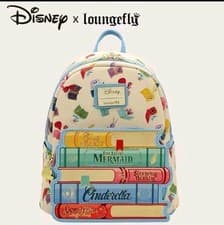 Image of Disney Loungefly Cream Coloured Princess Book Classic Backpack Fashion Gift
