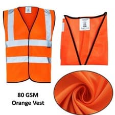Image of Hi Vis Vest Yellow Orange High Visibility Waistcoat Safety Security Work 80GSM