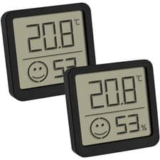 Image of Digital Thermo-Hygrometer Temperature Gauge 2-Piece Set TFA Dostmann Black Home