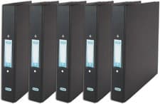 Image of Elba A4 Ring Binder Pack of 5, Plastic on Board 35mm, Black