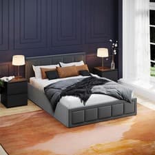 Image of SALE Vida Designs Double Ottoman Storage Fabric Bed Bedroom Furniture