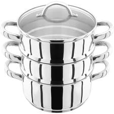 Image of Judge 3-Tier Stainless Steel Steamer Set 18cm 1L Induction & Oven Safe