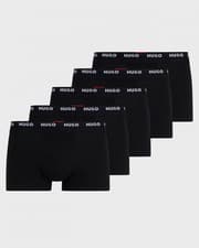Image of HUGO 5-Pack Mens Stretch-Cotton Trunks with Logo Waistbands NOS