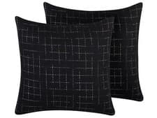 Image of Set of 2 Cushions BELLFLOWER 45 x 45 cm Geometric Black