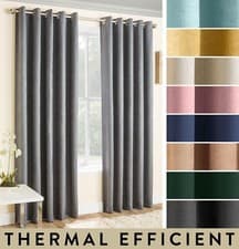 Image of Textured Pair of Eyelet Curtains - Room Darkening/Thermal/Energy Saving