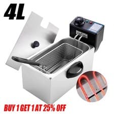 Image of 4L Commercial Electric Deep Fryer Fat Chip Frying Pan & Basket Stainless Steel