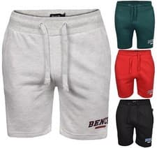 Image of Mens Shorts Plain Running Jogging Gym Bench Logo Elasticated Waist Fleece Shorts