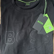 Image of Boss Men's Short Sleeve T-Shirt Black Size Large 100% Cotton Boss Logo On Chest