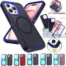 Image of For iPhone 14 15 Pro Max Hard Full Body Glass Screen Protector Phone Case Cover