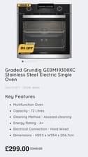 Image of Graded Grundig GEBM19300XC Stainless Steel Electric Single Oven - Opened Unused