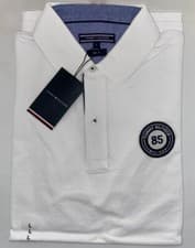 Image of MENS TOMMY HILFIGER SHORT SLEEVE POLO WHITE MEDIUM LARGE SLIM FIT