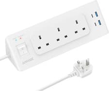 Image of Extension Lead with 4 USB (2 USB C), 3 Way Plug Extension Power Board with Swit