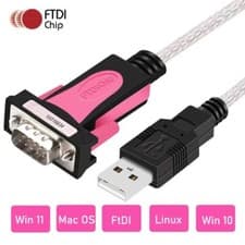 Image of FTDI Chip USB 2.0 to RS232 Serial DB9 9 pin Adapter Cable 5ft For Windows 10/8/7