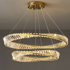 Image of Modern LED Chandelier Gold Ceiling Light Stainless Steel Twisted Ring Adjustable