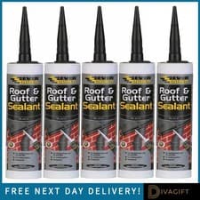 Image of EVERBUILD BLACK ROOF & GUTTER SEALANT 295ML WATERPROOF SEAL GUTTERS BITUMEN FELT