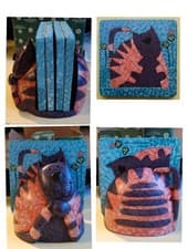Image of Set of 4 Shudehill Giftware Ceramic Cat Coasters with Stand. Size 7.5x7.5x0.7cm.