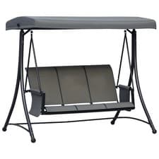 Image of Outsunny 3 Seat Metal Fabric Backyard Balcony Patio Swing Chair w/ Canopy Grey
