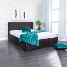 Image of OTTOMAN STORAGE GAS LIFT UP DOUBLE & KING SIZE FABRIC BED MEMORY FOAM MATTRESS