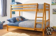 Image of Triple Bunk Bed 3ft & 4ft Wooden Pine with Storage & Mattress Options - Durleigh