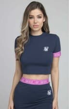 Image of SikSilk Womens Navy Advantage Crop Tee UK10 Small
