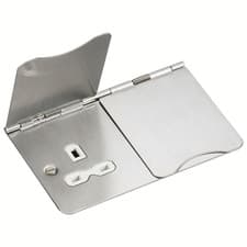 Image of Knightsbridge 13A 2G unswitched floor socket - brushed chrome with white insert