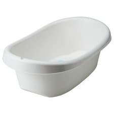 Image of Lightweight Baby Bath Tub White Plastic Portable Infant Newborn Bathing Tub