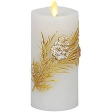 Image of Luminara Embossed White Pinecone Flameless LED Candle Pillar (3" x 6.5") - with