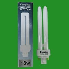 Image of 1x 18W Crompton Dimmable G24q-2, 4 pin 3500K Low Energy CFL PLC Light Bulb Lamp