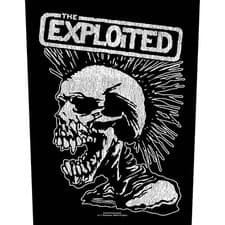 Image of The Exploited Back Patch Vintage Skull Band Logo new Official Black 36cm x 29cm