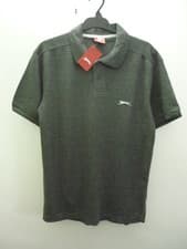 Image of BNWT Slazenger Mens Charcoal Grey Logo Short Sleeve Polo Shirt T Shirt XS