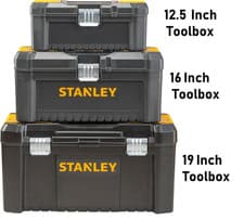 Image of Stanley STST1-75515 Low Essential Tool Box, Black/Yellow, 12.5-Inch