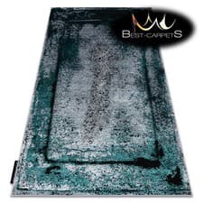 Image of Modern Designer cheap Rug DE LUXE structural frame GREY / GREEN High Quality