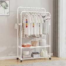 Image of Freestanding Clothes Rack, Double Rod Layered Garment Rack for Hanging Clothes