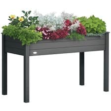 Image of Outsunny Garden Wooden Planter Flower Raised Bed, Dark Grey