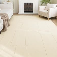 Image of Washable Beige Area Rug Water Resistant, Non-Slip Backing 290x200cm, RRP £130