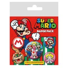 Image of Genuine Super Mario Characters 5 Piece Badge Set Button Badges Bowser Luigi Toad