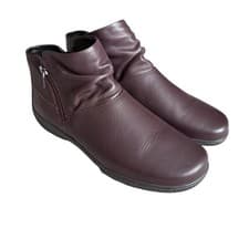 Image of New Hotter Murmur Wide Burgundy Leather Ankle Boots Size UK7 RRP £95 